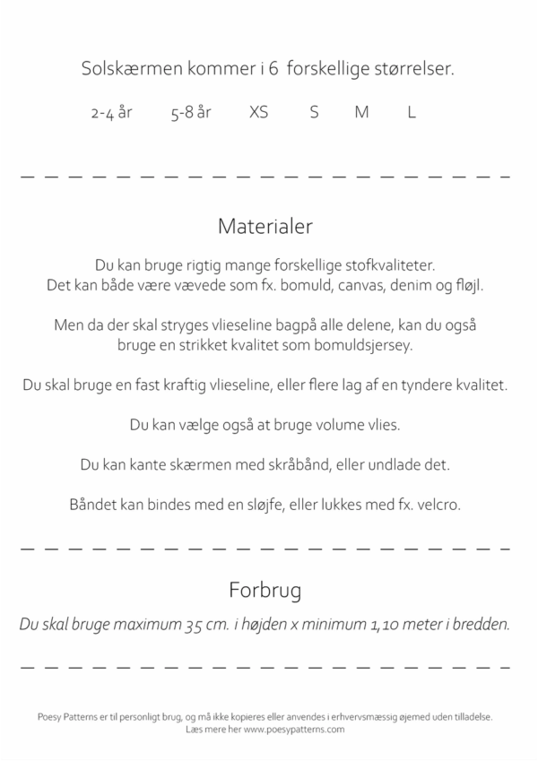 Solskærm til voksne og børn 2012 Poesy Patterns