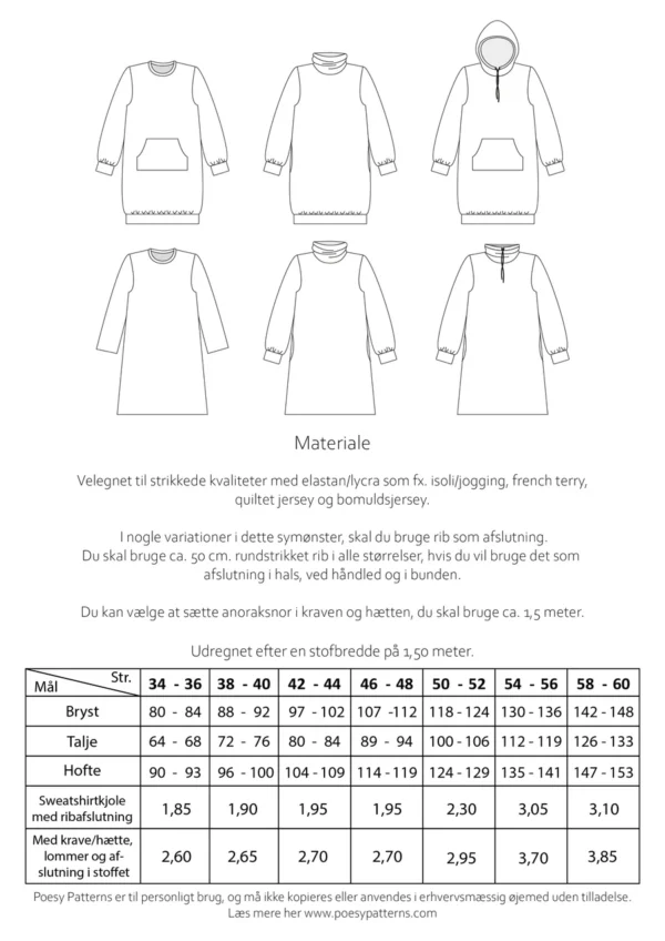 Sweatshirtkjole 1047 Poesy Patterns