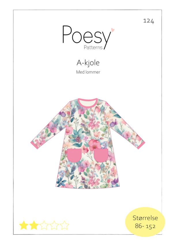 A-kjole med lommer 124 Poesy Patterns