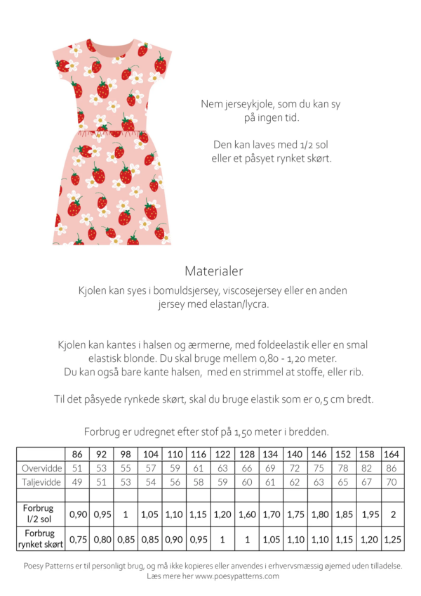 Pigekjole med 1/2 sol 108 Poesy Patterns