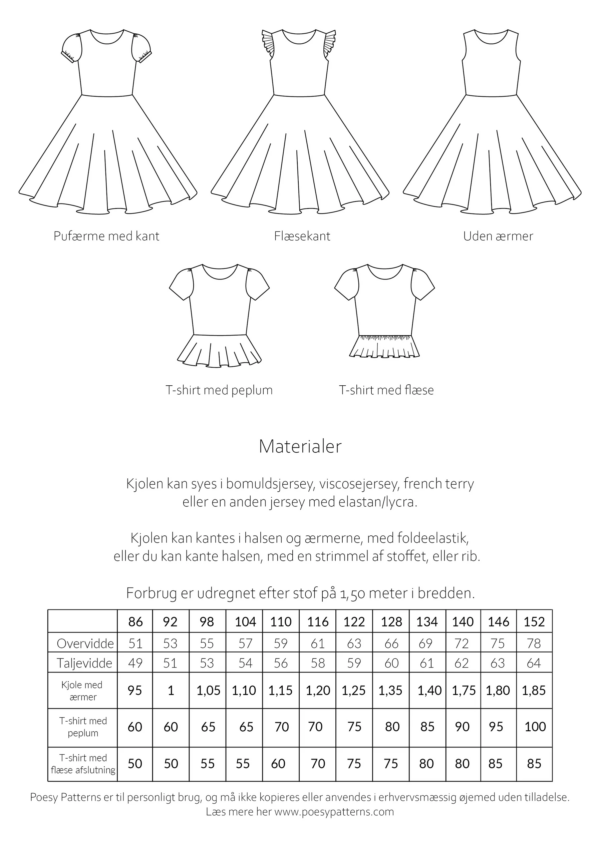 Sommerkjole med pufærmer 115 Poesy Patterns
