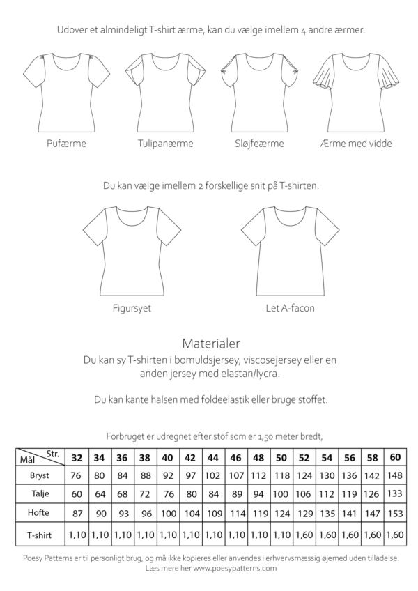 T-shirt10355bagside T-shirt med forskellige ærmer 1035 Poesy Patterns