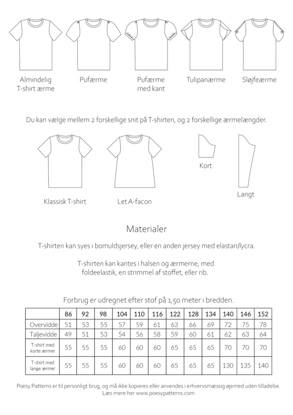 T-shirt1165bagside T-shirt med forskellige ærmer 116 Poesy Patterns