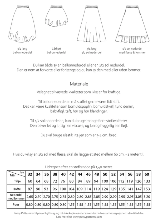 Ballonnederdel 1042 Poesy Patterns