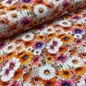 Musselin double gauze - Farverige blomster