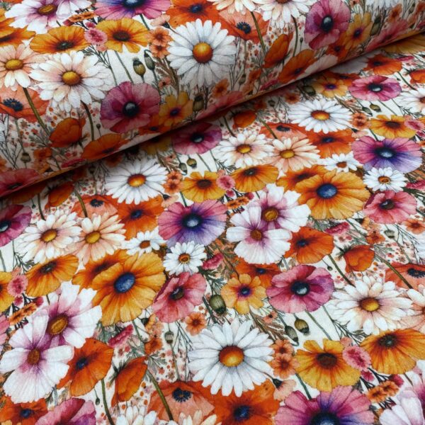 Musselin double gauze - Farverige blomster