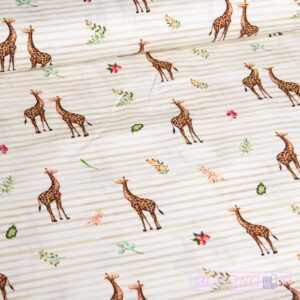 Poplin - Giraffer Poplin - Beige striber giraffer