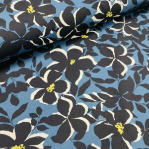 Bomuldsjersey – Blå blomster