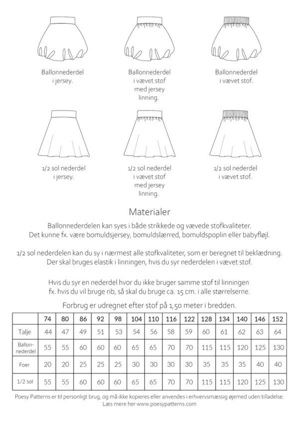 Ballonnederdel 117 Poesy Patterns