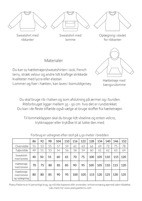 Hættetrøje 130 Poesy Patterns